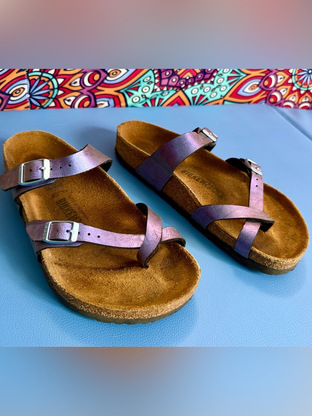 Birkenstock Iridescent Purple Cross-Strap Sandals